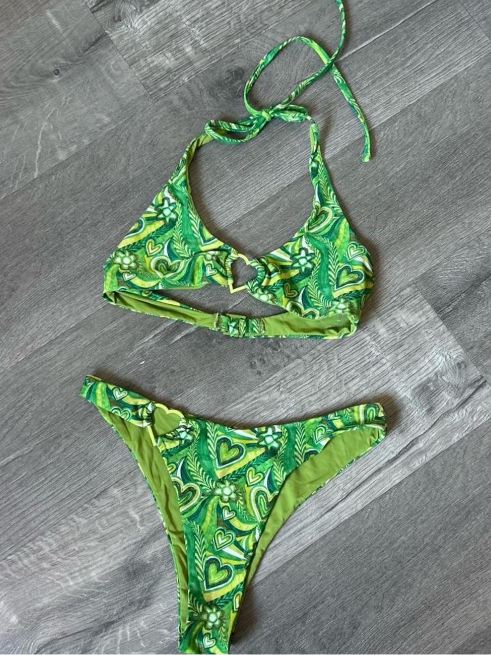 Green heart bikini size medium